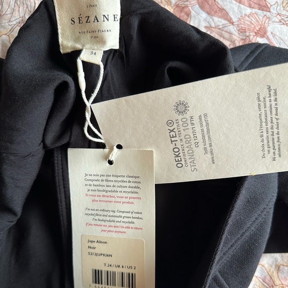 Sezane Alison Skirt Black - Size 2 - Picture 6 of 6